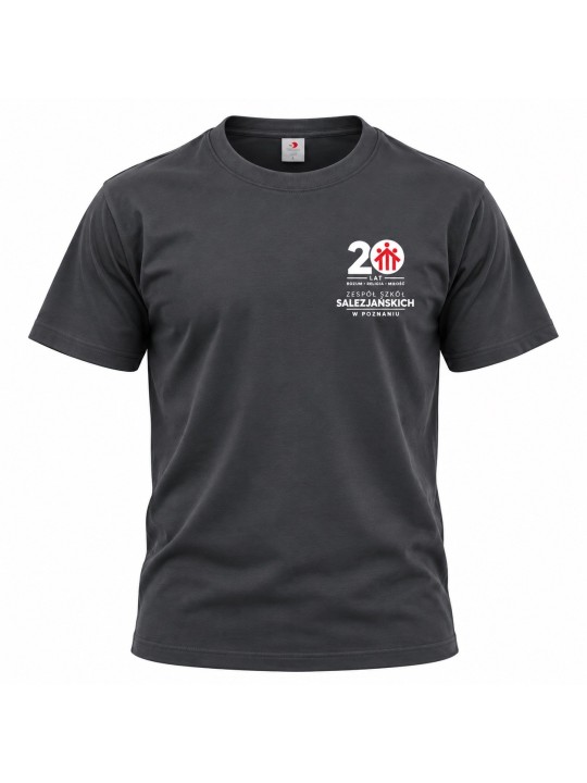 Koszulka młodzieżowa typu t-shirt w kolorze ciemny szary z logo 20 lat ZSSP