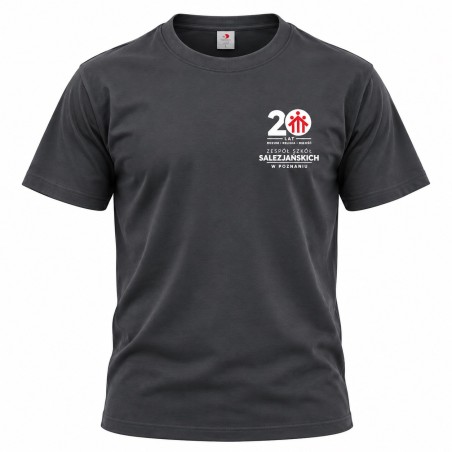 Koszulka młodzieżowa typu t-shirt w kolorze ciemny szary z logo 20 lat ZSSP