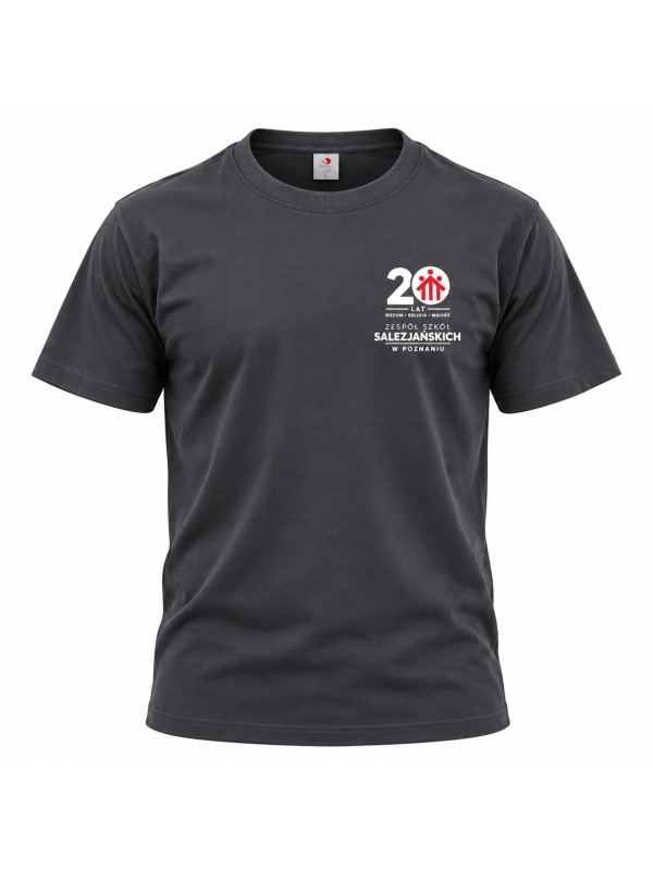 Koszulka młodzieżowa typu t-shirt w kolorze ciemny szary z logo 20 lat ZSSP