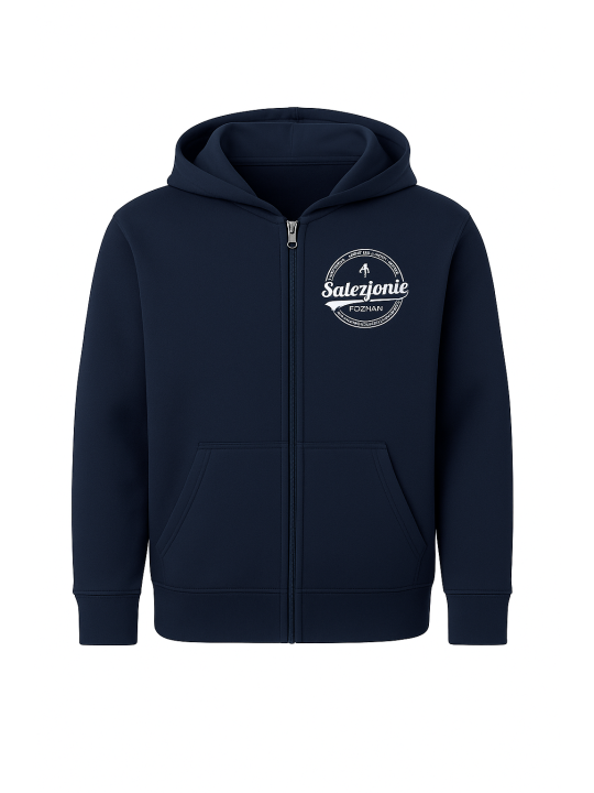 Bluza dziecięca rozpinana w kolorze granatowym z logo szkoły