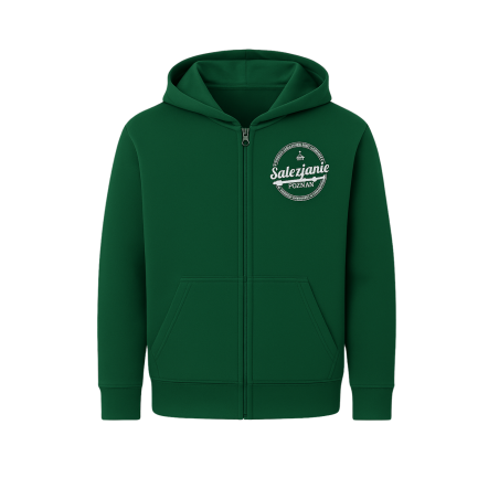 Bluza dziecięca rozpinana w kolorze zielonym z logo szkoły